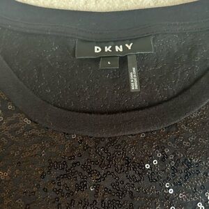 DKNY Black Sequin Short Sleeve Top